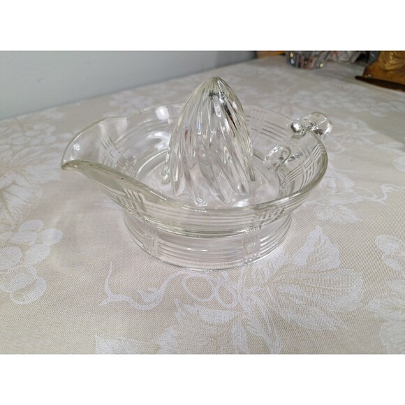 Vintage Hazel Atlas Clear Depression Glass Juice Reamer Citrus Juicer w/ Handle - Picture 12 of 14